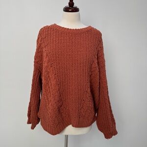 POL Textured Knit Sweater in Orange Rust size small womens